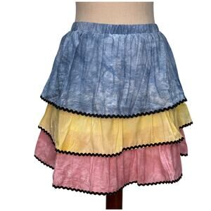 Free the Roses Pastel Rainbow Tiered Mini Skirt Women’s Size L NWT